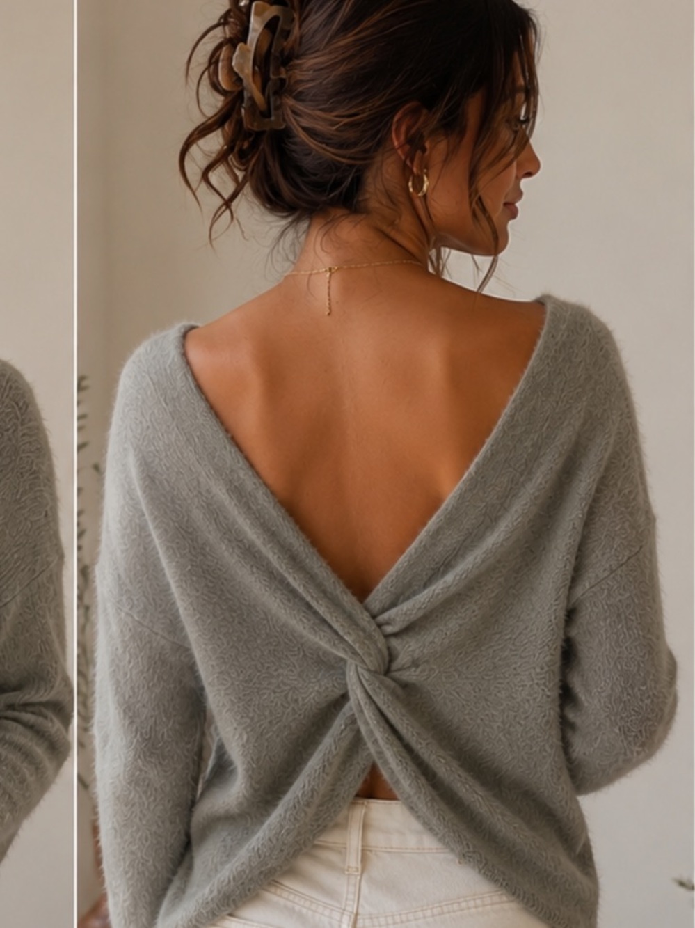 Hollister Sweater, Hollister Cozy Gray Sweater, Hollister Open Back Sweater